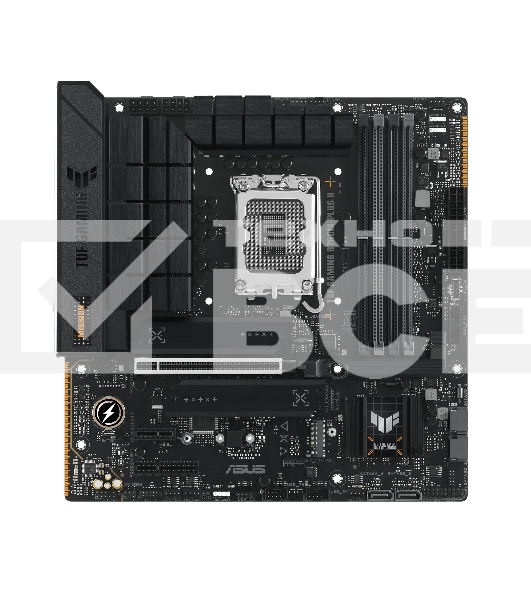 Материнская плата ASUS TUF GAMING B760M-PLUS II, LGA 1700, Intel B760, 4xDDR5, 4xSATA, 3xM.2, 1xPCIe 5.0 x16, 1xPCIe x4, 1xPCIe x1, 1xUSB-A 3.2 Gen 2, 2xUSB-A 3.2 Gen 1, 4xUSB 2.0, 1xUSB-C 3.2 Gen 2x2, 1x2.5Gb LAN, 5x3.5 мм, 7.1, mATX