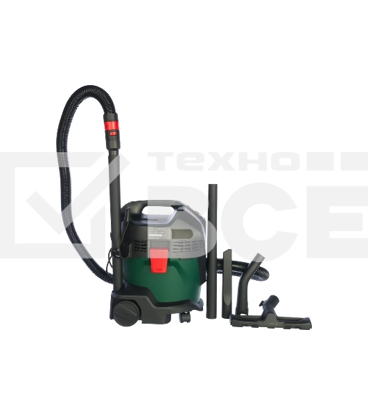 Строительный пылесос Bosch UniversalVac15 зеленый, 1000 Вт, уборка сухая/влажная, пылесборник контейнер, 15 л
