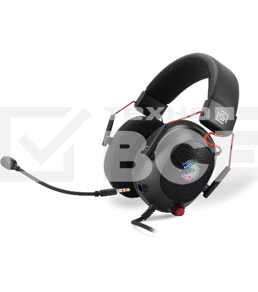 Наушники с микрофоном Оклик HS-L305G черный/красный 2м мониторные оголовье (2060511)