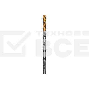 Сверло спиральное по металлу Denzel 5 x 86мм, Р6М5, Golden Tip, многогранная заточка