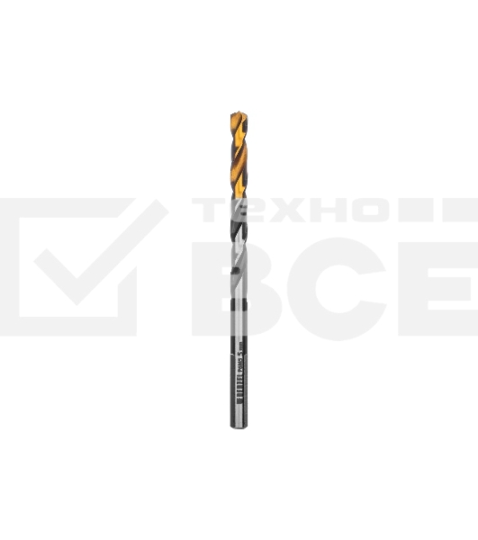 Сверло спиральное по металлу Denzel 5 x 86мм, Р6М5, Golden Tip, многогранная заточка