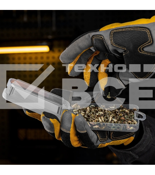 Заклепки резьбовые Denzel стальные, оцинкованные, М3, пластиковый кейс, 200 шт.