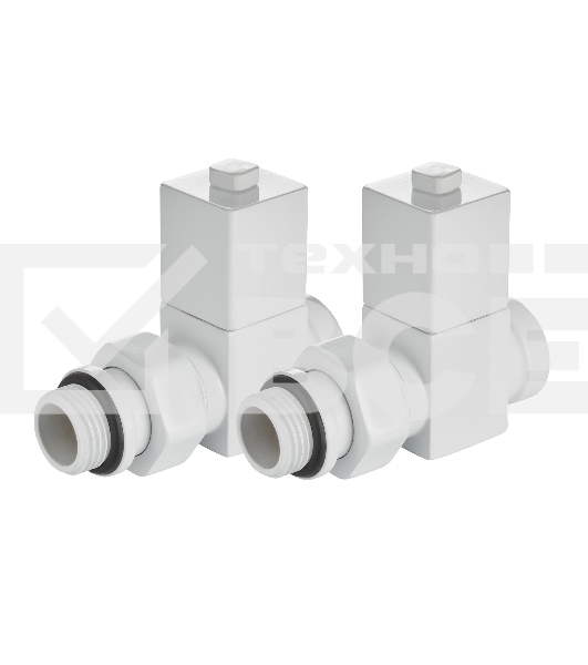 Набор дизайн-вентилей Royal Thermo CUBE, прямой (белый) 1/2