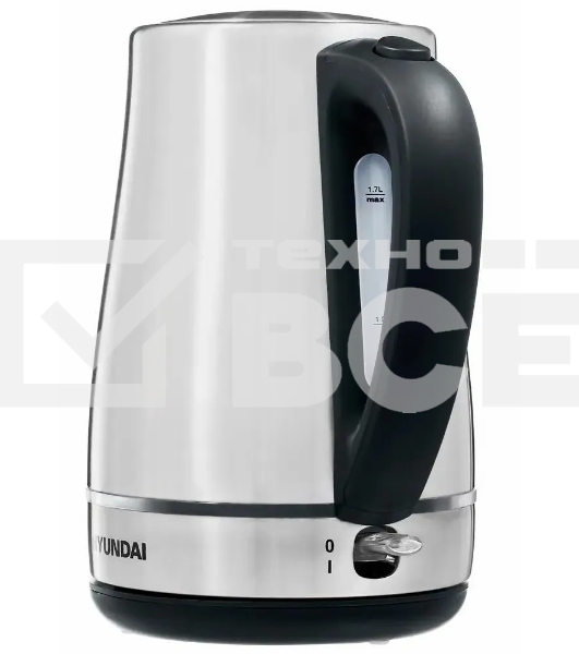 Чайник электрический Hyundai HYK-S3020 1.7 л, 2200 Вт, серебристый матовый/черный (корпус: металл)