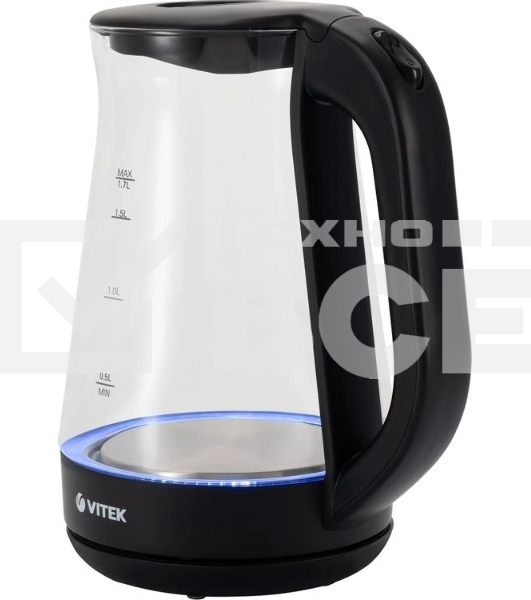 Чайник электрический Vitek VT-8803 1.7 л, 2200 Вт, черный корпус: стекло