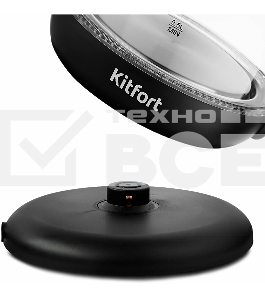 Чайник электрический Kitfort КТ-625-1 1.7л. 2200Вт черный/голубой (корпус: стекло)