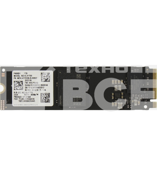 Накопитель SSD Samsung PM9B1, 1Tb, M.2 2280, PCIe 4.0 x4, NVMe, R/W 3600/3000