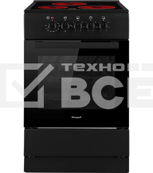 Плита электрическая Weissgauff WES E2V05 B черный, конфорок 3 шт, духовка 50 л, 50 см x 85 см x 56 см