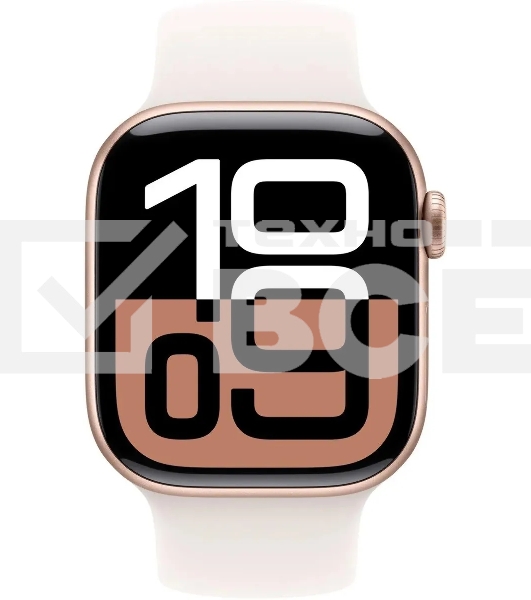 Смарт-часы Apple Watch Series 10 A2997 42мм OLED корпус розовое золото Sport Band ремешок белый разм.брасл.:130-180мм