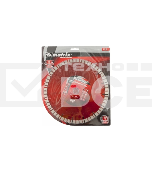 Диск алмазный отрезной MATRIX Турбо-сегментный, 230x22,2 мм, сухая резка MATRIX Professional 73150