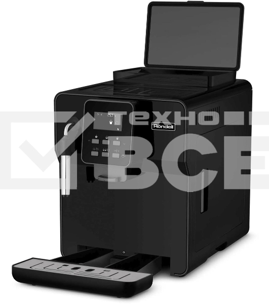 Кофемашина автоматическая Rondell RDE-1109 черный/серебристый, исп. кофе - молотый/зерновой, 1.6 л, 1350 Вт, 20 бар