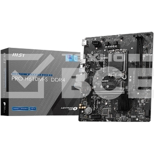Материнская плата MSI PRO H610M-S DDR4, LGA 1700, Intel H610, 2xDDR4, 2xSATA, 1xM.2, 1xPCIe 4.0 x16, 1xPCIe 3.0 x1, 1xHDMI, 1x1Gb LAN, 4xUSB 2.0, 2xUSB 3.2 Gen 1, 3x3.5 мм, 7.1, Micro-ATX