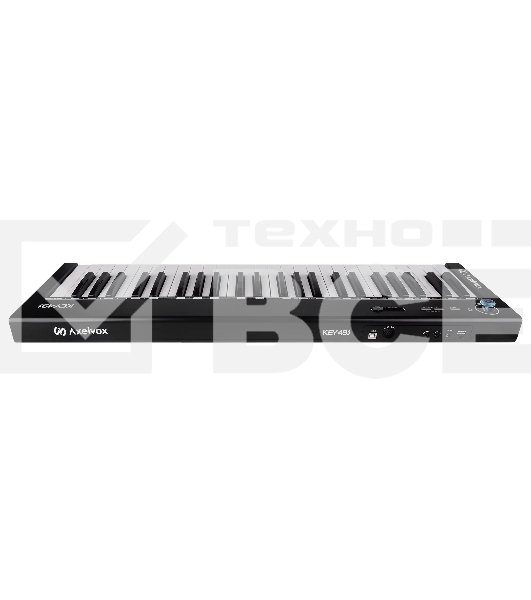 Клавиатура MIDI [AX-1973K] Axelvox [KEY49j Black] 4-октавная (49 клавиш) динамическая USB, 3 кнопки, джойстик (Pitch Bend и Modulation), 1 программируемый фейдер, вход Sustain педали, выключатель питания, питание от USB. Цвет черный.