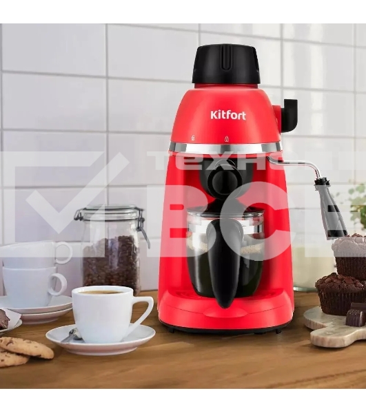 Кофеварка капельная Kitfort КТ-760-1 красный/черный, молотый кофе, 240мл, 800Вт, 3,5 бар