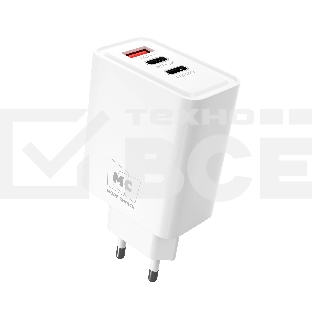 Сетевое зарядное устройство MORE CHOICE NC90 1USB+2Type-C 3.0A PD 45W, белый