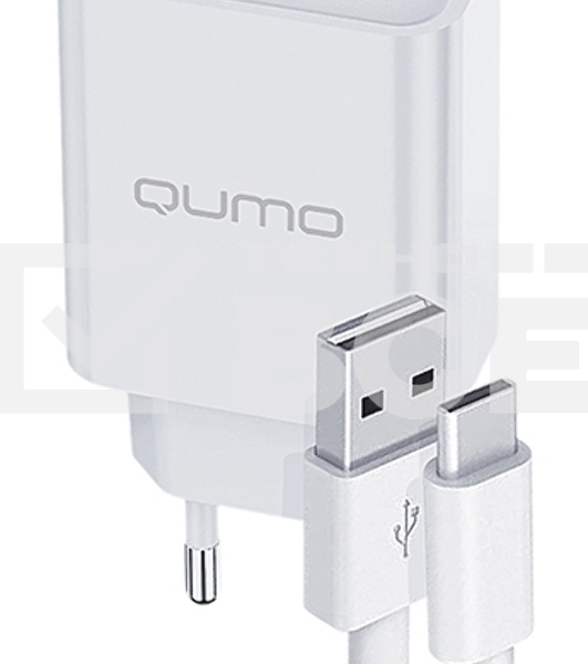 СЗУ Qumo Energy light 18Вт, (модель 0107), порт: USB-A, + кабель 1м. USB-A на USB Type-C, белый