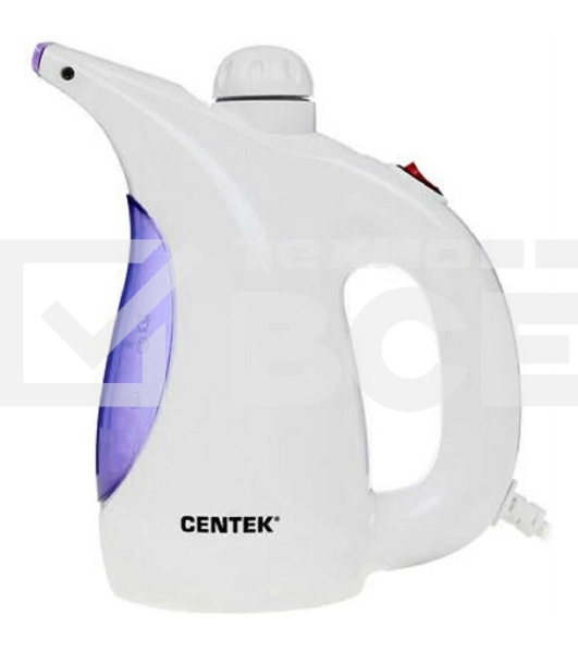 Отпариватель ручной Centek CT-2380 (бел/фиолет) 800 Вт, 330мл, 15г/мин, регулятор мощ, насадка-щетка