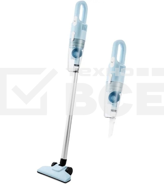 Пылесос вертикальный Kitfort KT-586-2 голубой, питание от сети, 400 Вт, уборка сухая, пылесборник 1,2 л