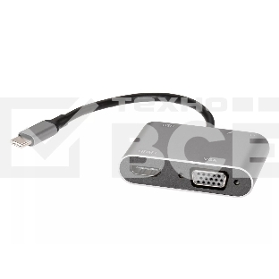 Адаптер USB Type-Cm-->VGA, HDMI 4k*30Hz, USB3.0, PD, Audio,iOpen (Aopen/Qust/VCOM)<ACU4511>