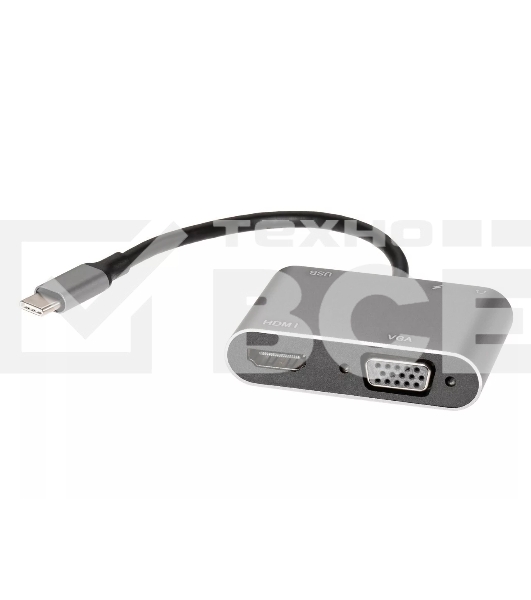 Адаптер USB Type-Cm-->VGA, HDMI 4k*30Hz, USB3.0, PD, Audio,iOpen (Aopen/Qust/VCOM)<ACU4511>