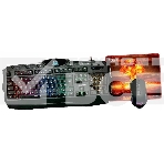 Игровой набор Qumo Wartime K51/M67, кл-ра проводная, 104+10 клавиш, подсветка RGB, мышь проводная, оптическая, RGB running, 1200/1600/2400/3200 dpi, фото 1