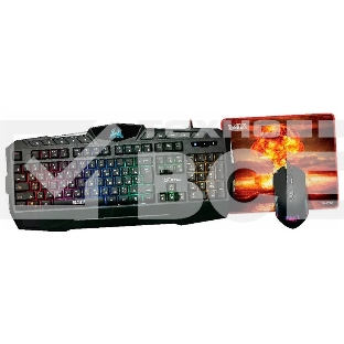 Игровой набор Qumo Wartime K51/M67, кл-ра проводная, 104+10 клавиш, подсветка RGB, мышь проводная, оптическая, RGB running, 1200/1600/2400/3200 dpi