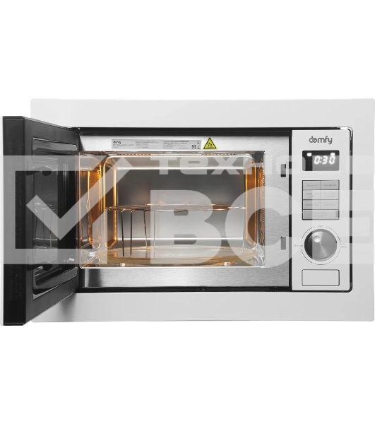 Микроволновая печь встраиваемая Domfy DM2540BW WG белый, 25 л, 900 Вт, переключатели - кнопки/поворотный мехинизм