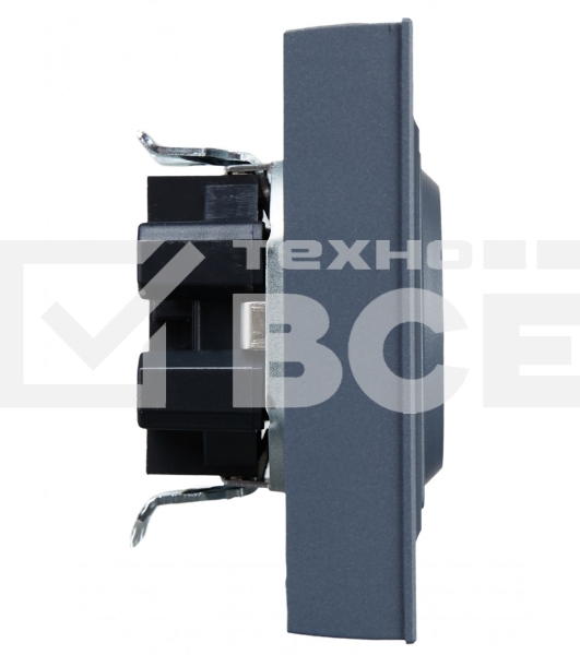 Розетка 2-местная IEK BRITE РСш12-3-БрМ с заземлением, с защитными шторками, 16А в сборе, маренго
