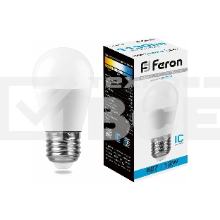 Лампа светодиодная FERON LB-950 (38106) 13 вт Е27 дневной матовый шар