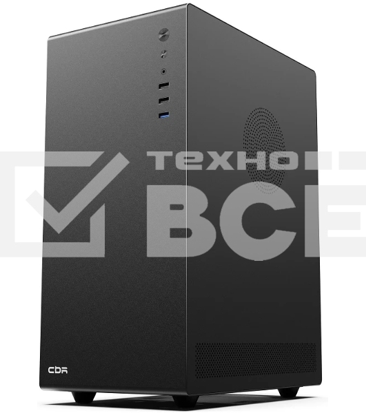 Компьютчерный корпус CBR mATX Minitower V500, без БП, 1хUSB 3.0, 2хUSB 2.0, HD Audio+Mic, закаленное стекло, черный [PCC-MATX-V500-WPSU