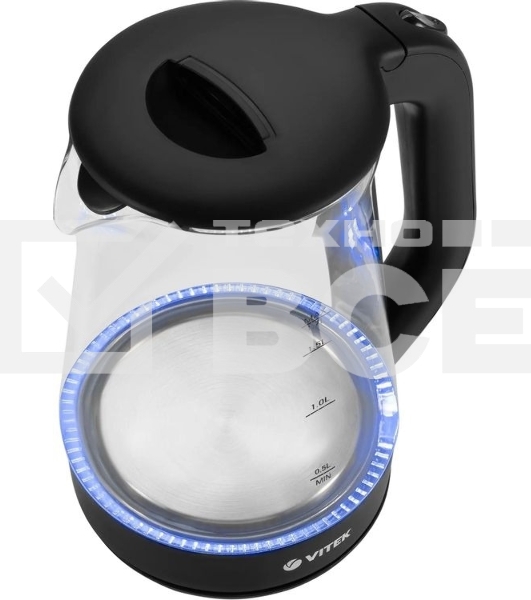 Чайник электрический Vitek VT-8803 1.7 л, 2200 Вт, черный корпус: стекло