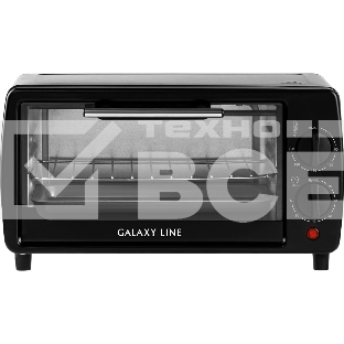 Мини-печь Galaxy Line GL 2625, черный, 8 л, 1000 Вт, таймер на 60 минут, индикатор работы, автоотключение