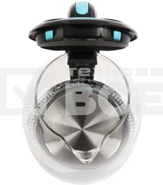 Чайник электрический Kitfort КТ-625-1 1.7л. 2200Вт черный/голубой (корпус: стекло)