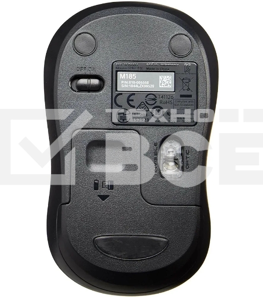 Мышь беспроводная Logitech B175 черный/серый, 1000 dpi, радиоканал, USB, кнопки - 3