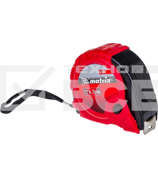 Рулетка MATRIX Rubber, 7,5 м х 25 мм, обрезиненный корпус 31001