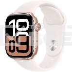 Смарт-часы Apple Watch Series 10 A2997 42мм OLED корпус розовое золото Sport Band ремешок белый разм.брасл.:130-180мм, фото 1