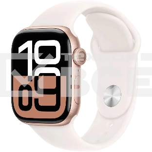 Смарт-часы Apple Watch Series 10 A2997 42мм OLED корпус розовое золото Sport Band ремешок белый разм.брасл.:130-180мм