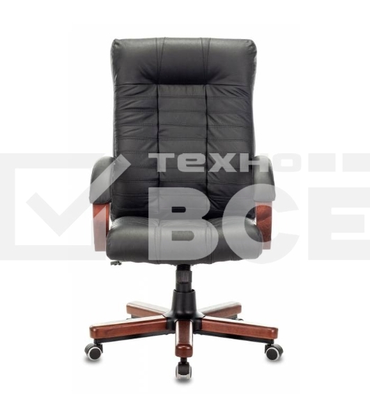 Кресло руководителя Бюрократ KB-10WALNUT/B/LEATH черный, кожа, крестовина дерево