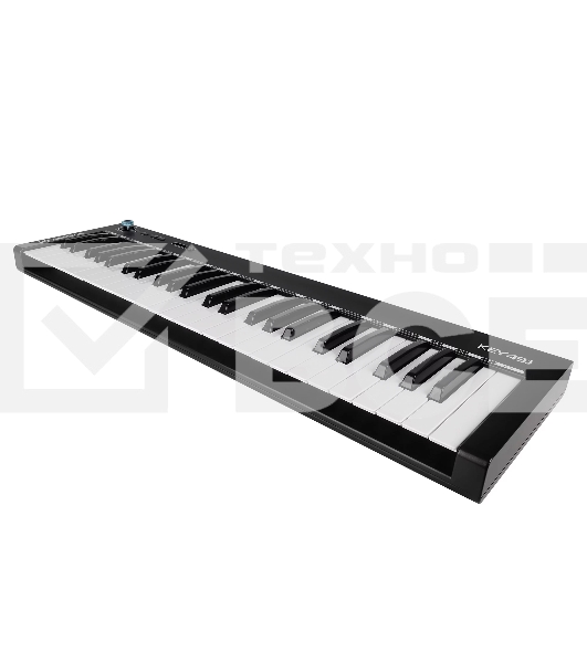 Клавиатура MIDI [AX-1973K] Axelvox [KEY49j Black] 4-октавная (49 клавиш) динамическая USB, 3 кнопки, джойстик (Pitch Bend и Modulation), 1 программируемый фейдер, вход Sustain педали, выключатель питания, питание от USB. Цвет черный.