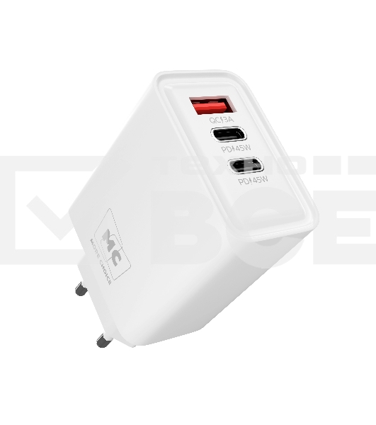 Сетевое зарядное устройство MORE CHOICE NC90 1USB+2Type-C 3.0A PD 45W, белый