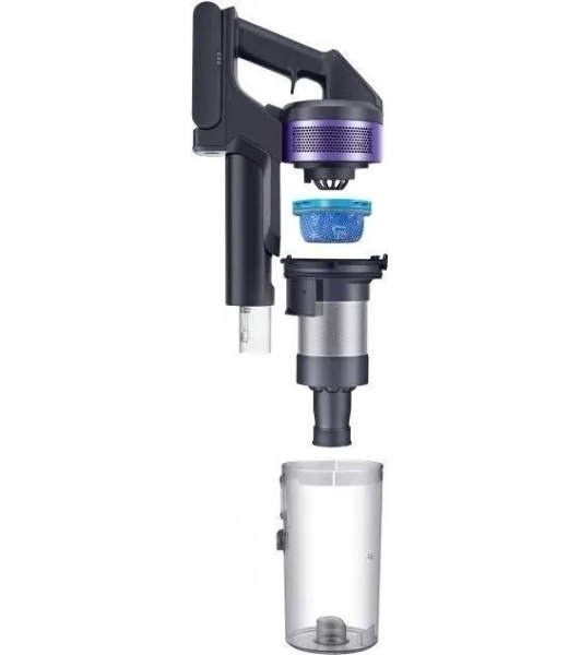 Пылесос вертикальный Samsung VS15A6031R4/EV фиолетовый/черный, питание от аккумулятора, 150 Вт, уборка сухая, пылесборник 0.8 л, работа от АКБ max 40 мин.