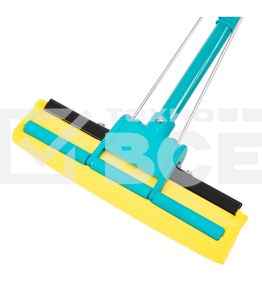 Швабра отжимная Home Palisad 110 см, губка PVA 26х5,5х6 см, телескопическая рукоятка, бирюзовая