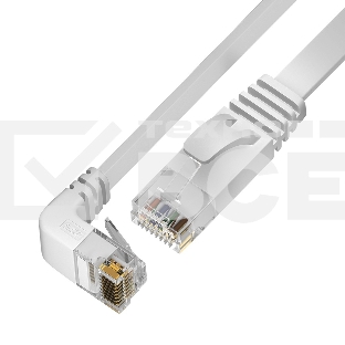 Патч-корд GCR PROF UTP медь кат.6, верхний угол, ethernet high speed 10 Гбит/с, RJ45, T568B, плоский 15.0m, белый