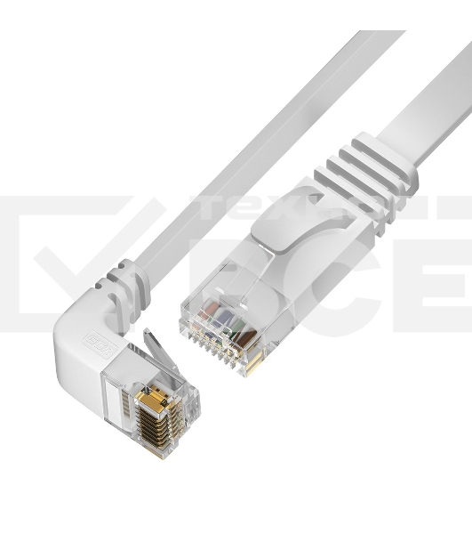 Патч-корд GCR PROF UTP медь кат.6, верхний угол, ethernet high speed 10 Гбит/с, RJ45, T568B, плоский 15.0m, белый