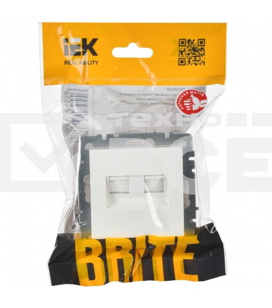 Розетка компьютерная двойная IEK BRITE РК10-2-БрБ RJ45 кат.5E белый