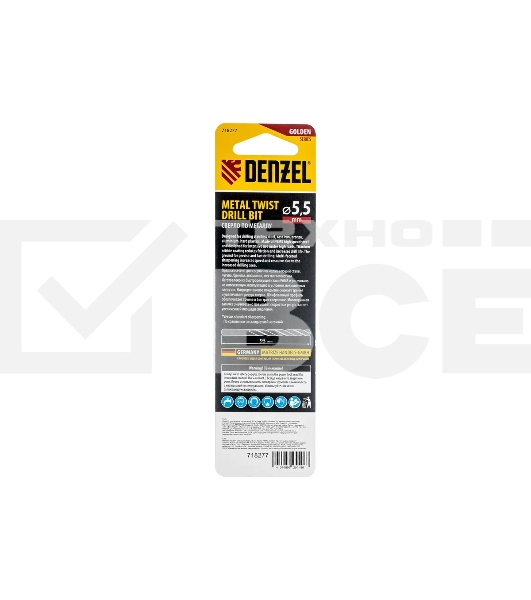 Сверло спиральное по металлу Denzel 5,5 x 93мм, Р6М5, Golden Tip, многогранная заточка