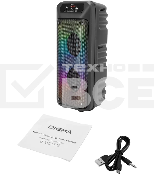 Минисистема Digma D-MC1705 черный 100Вт FM USB BT micro SD