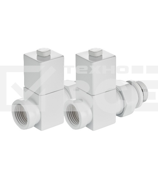 Набор дизайн-вентилей Royal Thermo CUBE, прямой (белый) 1/2