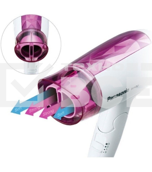 Фен Panasonic EH-ND21-P615 белый/розовый, 1200 Вт, компактный