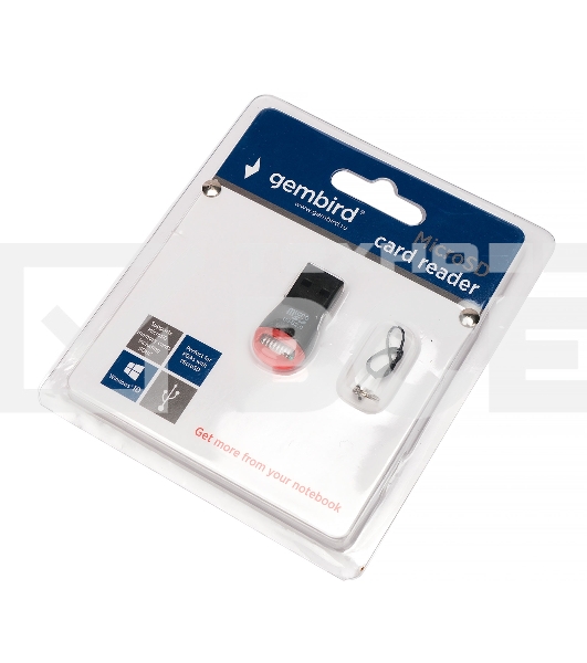 Кард-ридер Gembird FD2-MSD-1/черный-красный/Micro SD/SDHC/USB 2.0/пластик